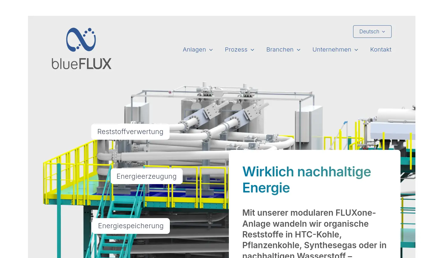 Website der Firma blueFLUX Energy AG