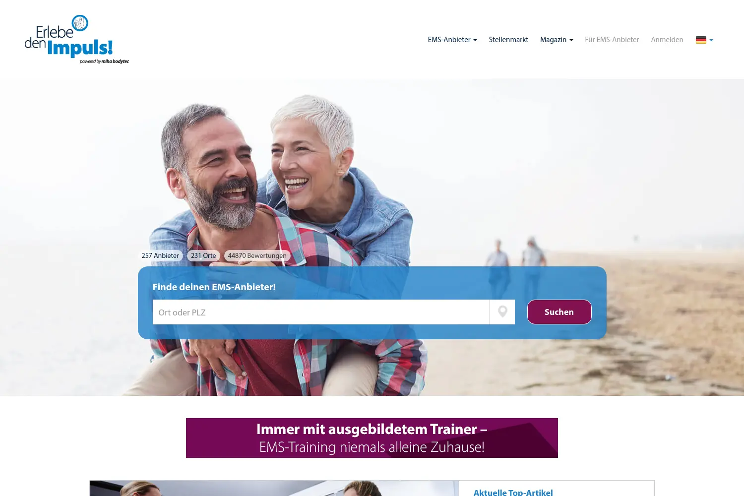 Website der Firma ems-Training.de Services GmbH