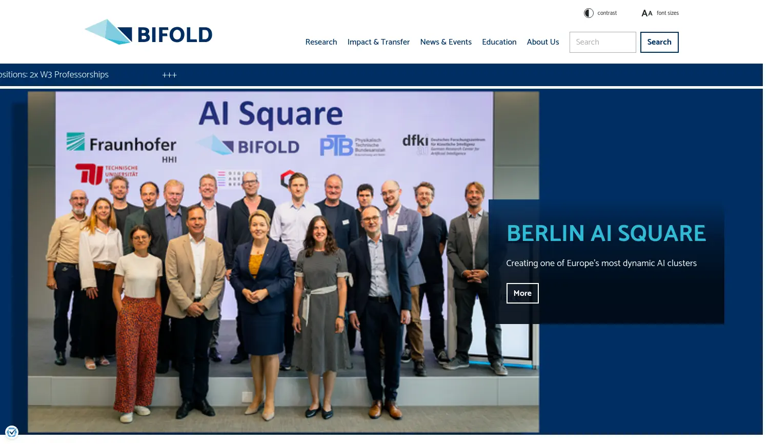 Website der Firma Berlin Institute for the Foundations of Learning and Data