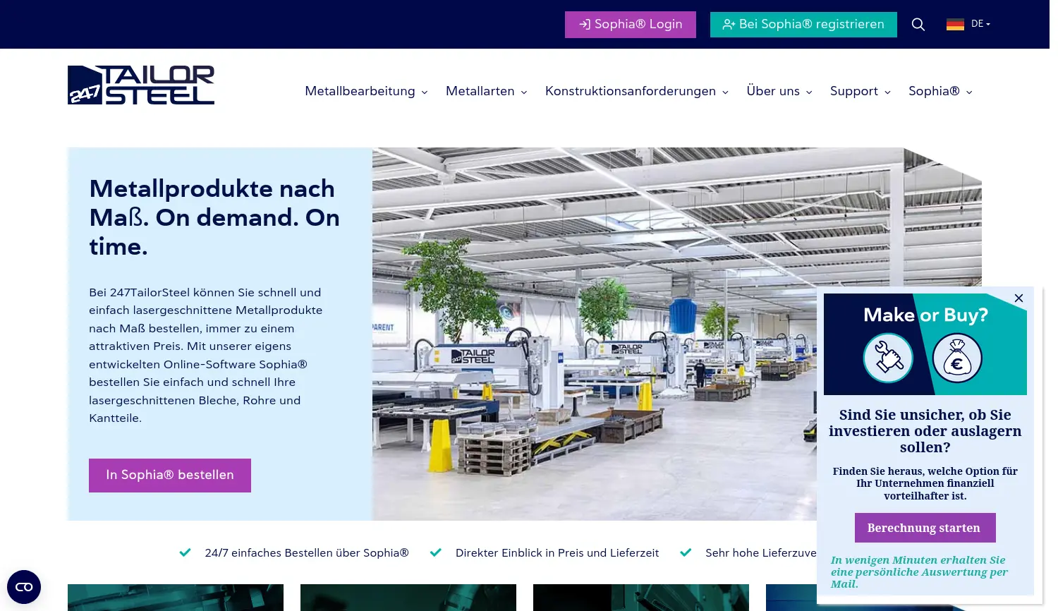 Website der Firma 247TailorSteel