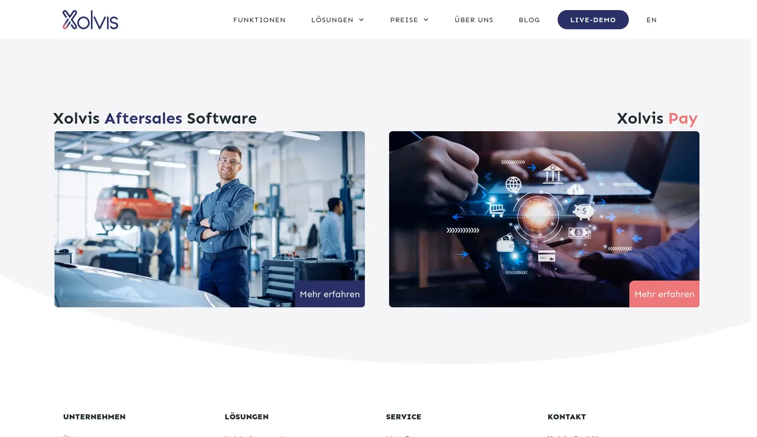 Website der Firma Xolvis GmbH