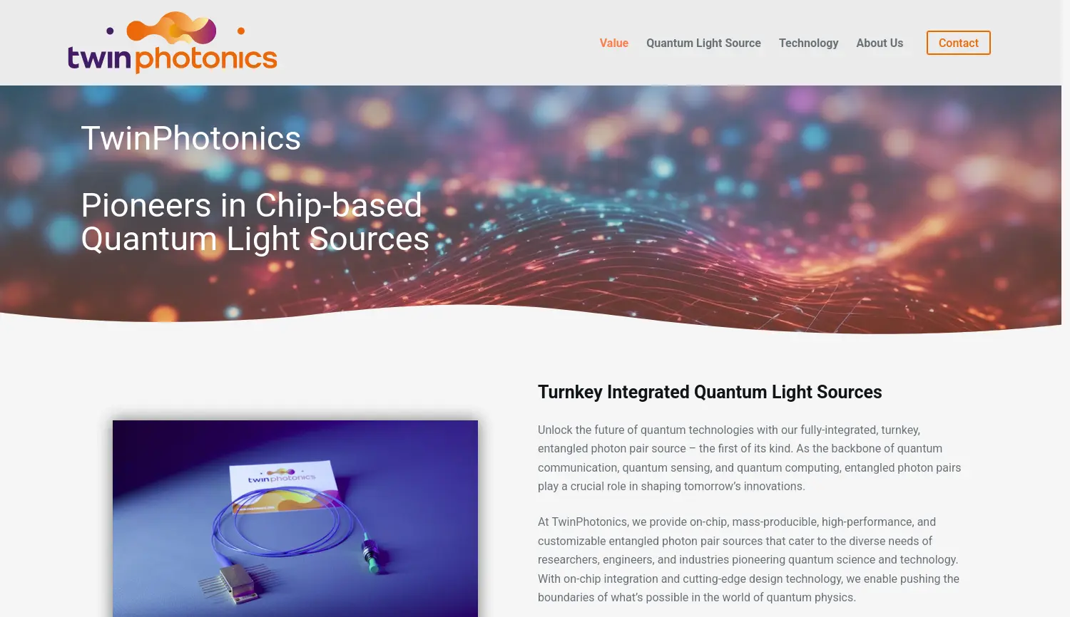 Website der Firma TwinPhotonics GmbH