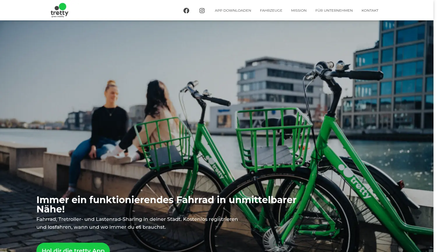 Website der Firma tretty GmbH