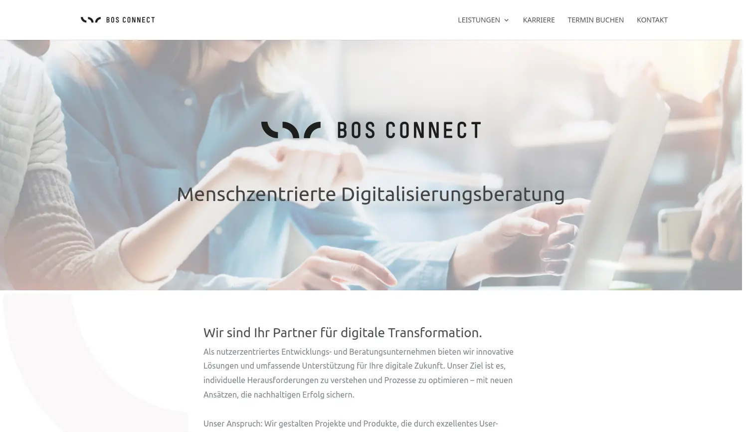 Website der Firma BOS Connect GmbH