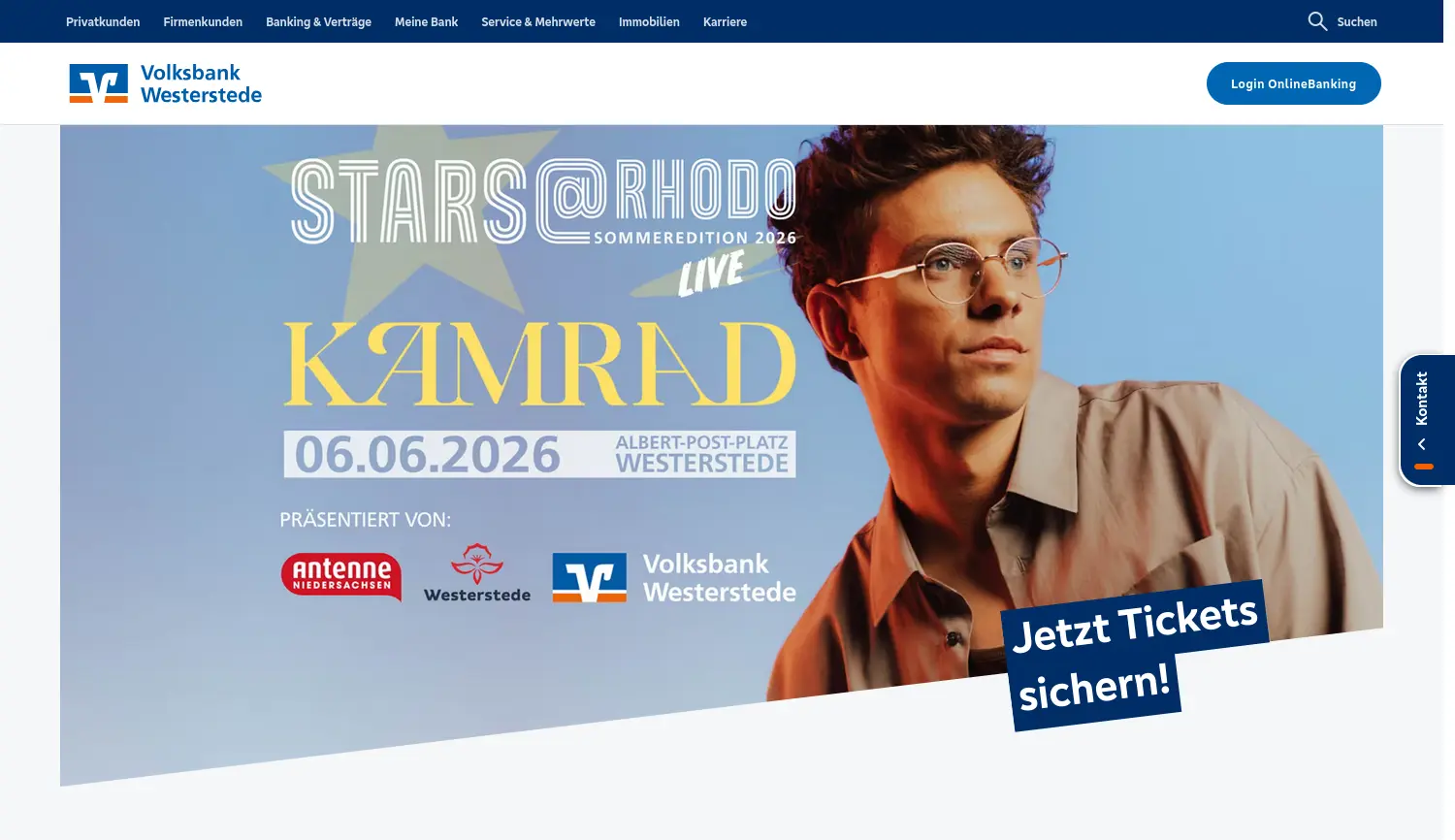 Website der Firma Volksbank Westerstede eG