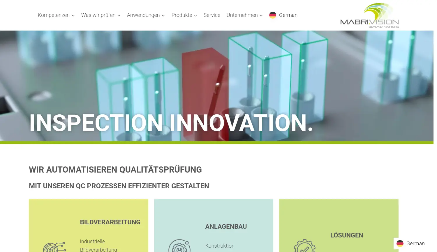 Website der Firma MABRI.VISION GmbH
