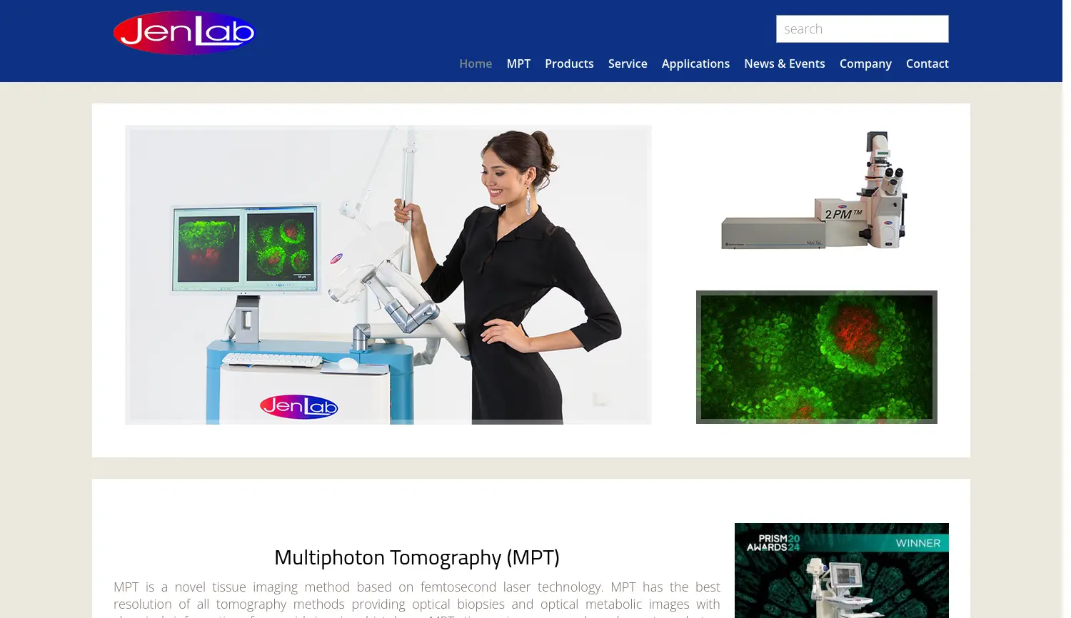 Website der Firma JenLab GmbH