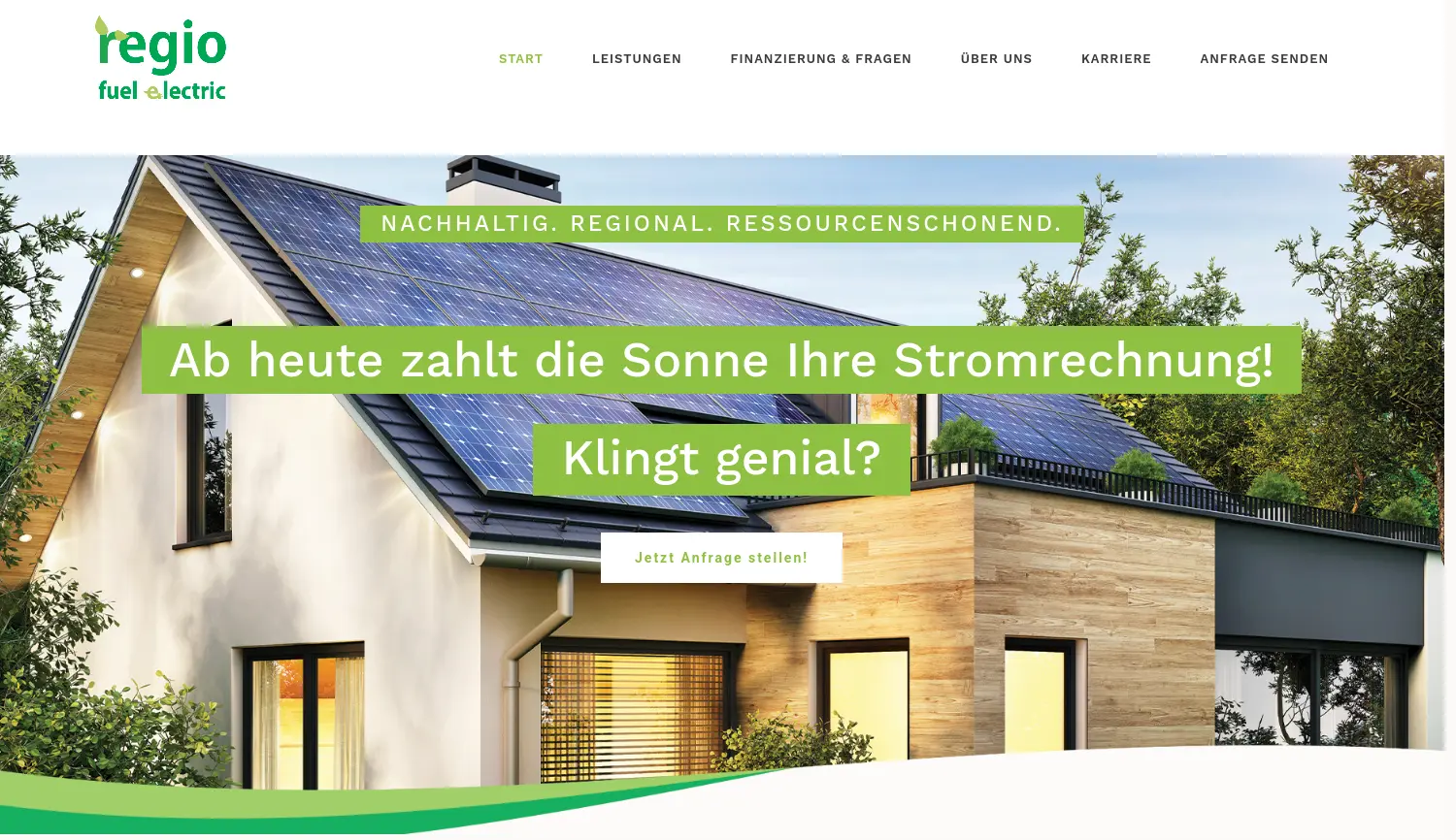 Website der Firma regio fuel electric GmbH