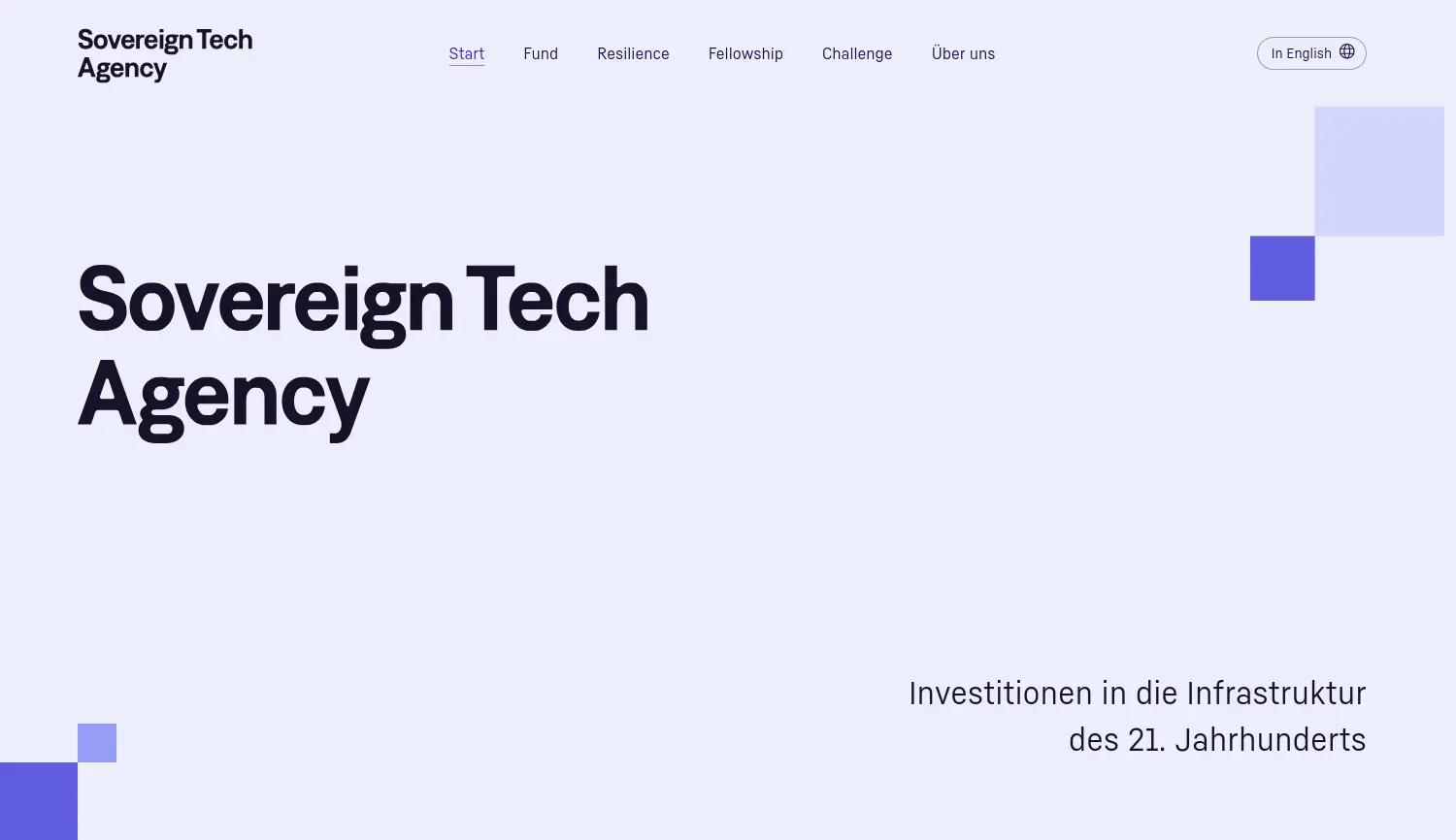 Website der Firma Sovereign Tech Agency GmbH