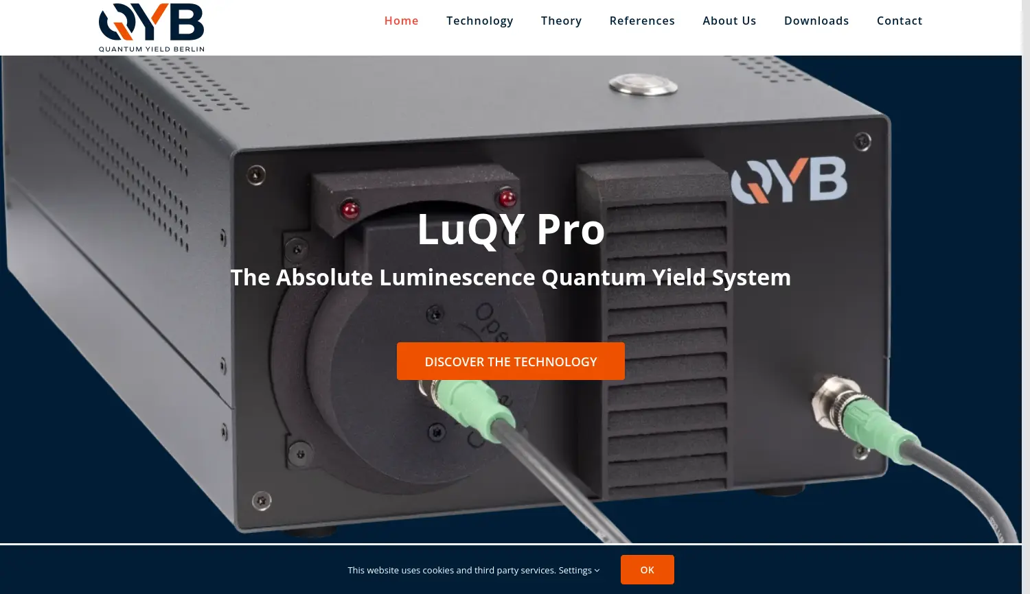 Website der Firma QYB Quantum Yield Berlin GmbH