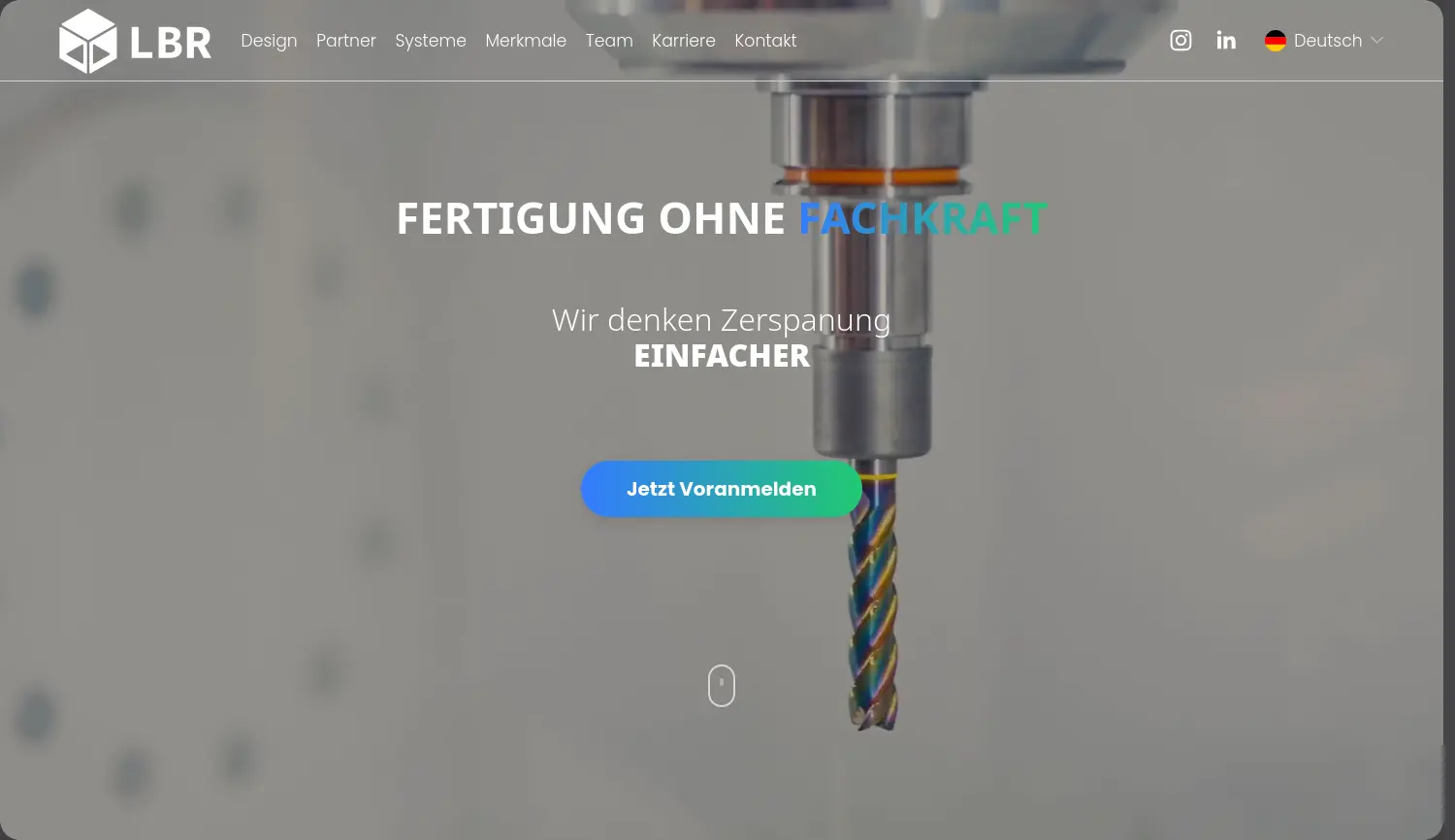 Website der Firma LBR Manufacturing GmbH