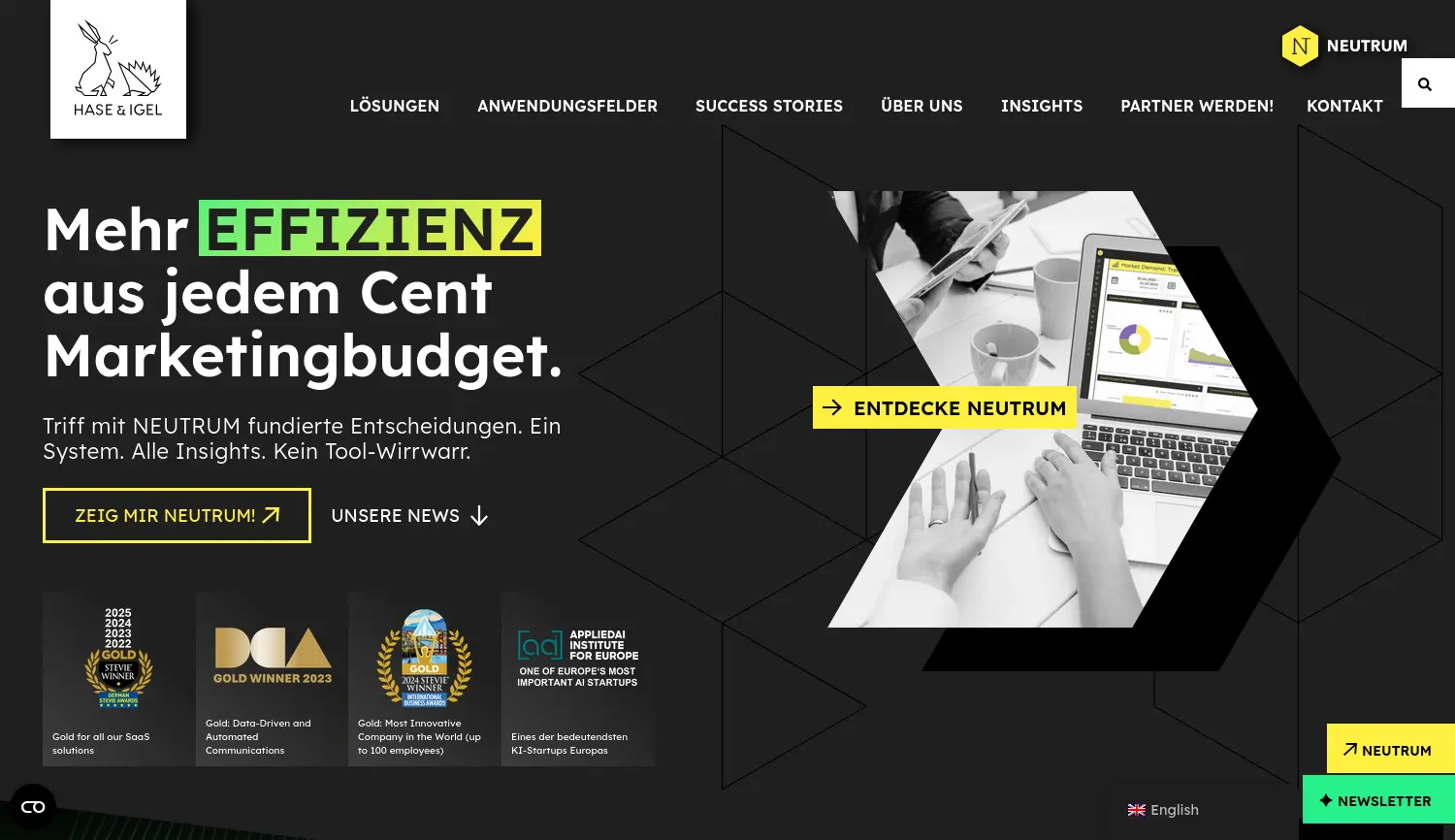 Website der Firma Hase & Igel GmbH