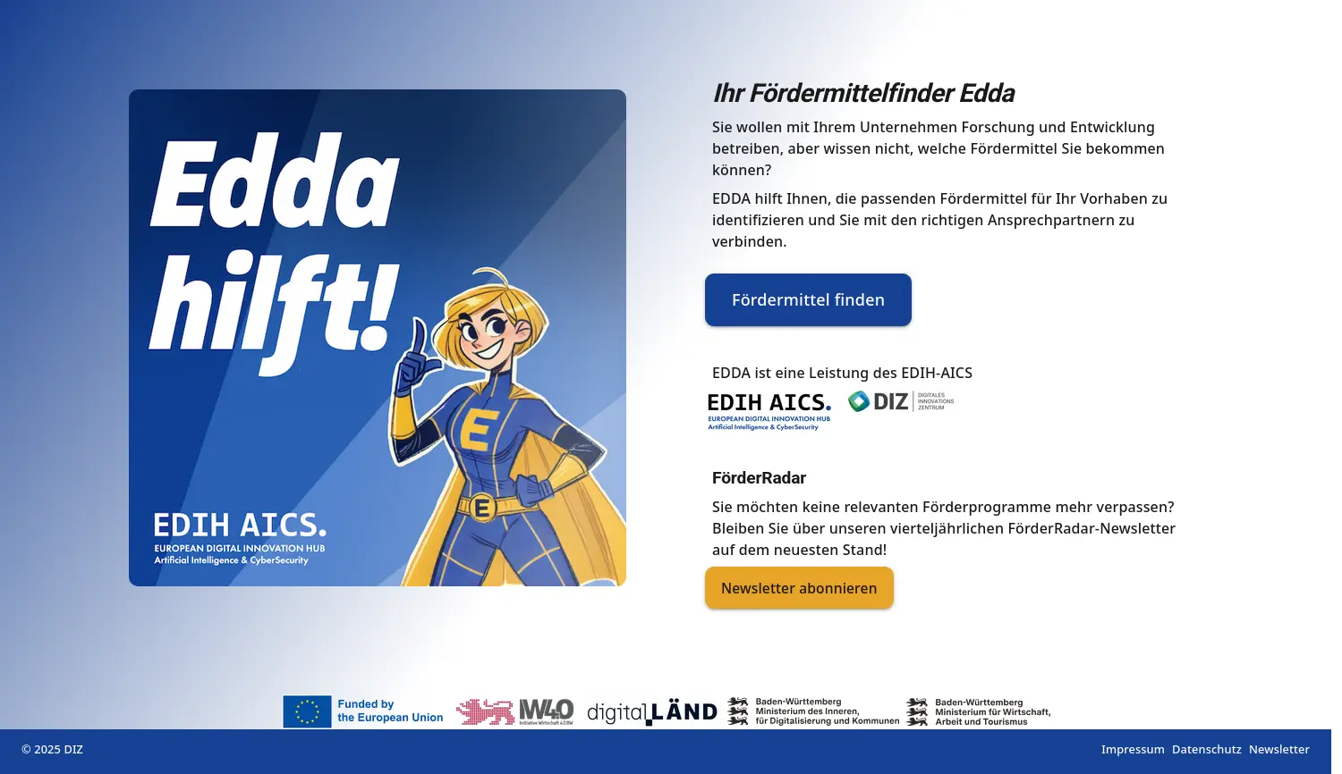 Website der Firma DIZ | Digitales Innovationszentrum GmbH