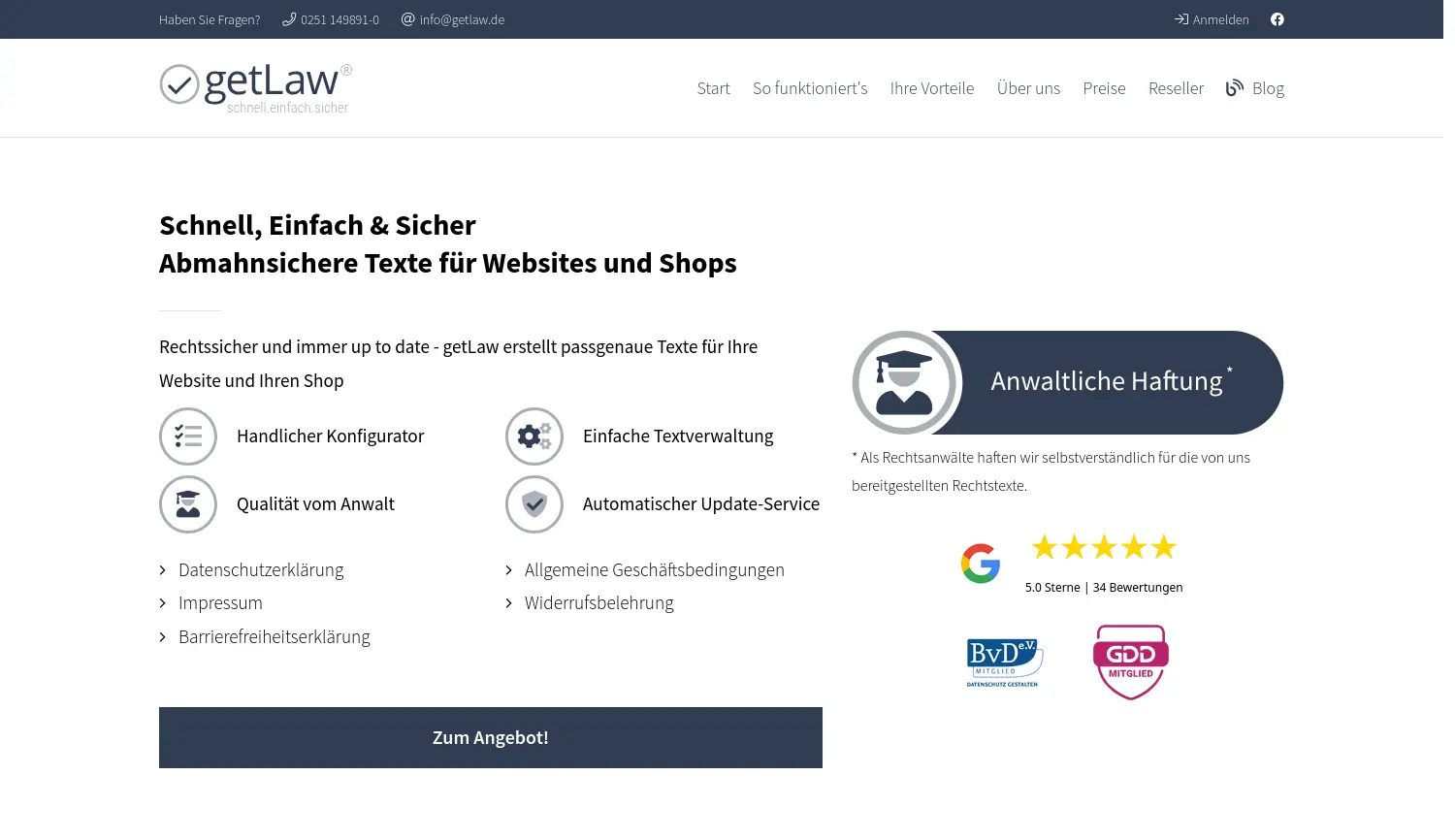 Website der Firma meibers.rechtsanwälte Rechtsanwaltsgesellschaft mbH