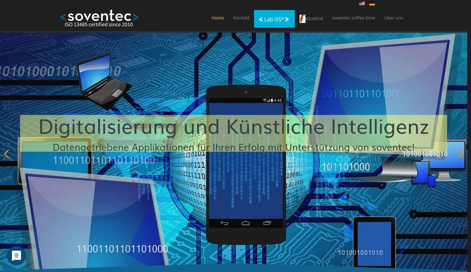 Website der Firma soventec GmbH