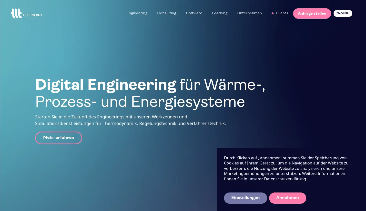 Website der Firma TLK Energy GmbH