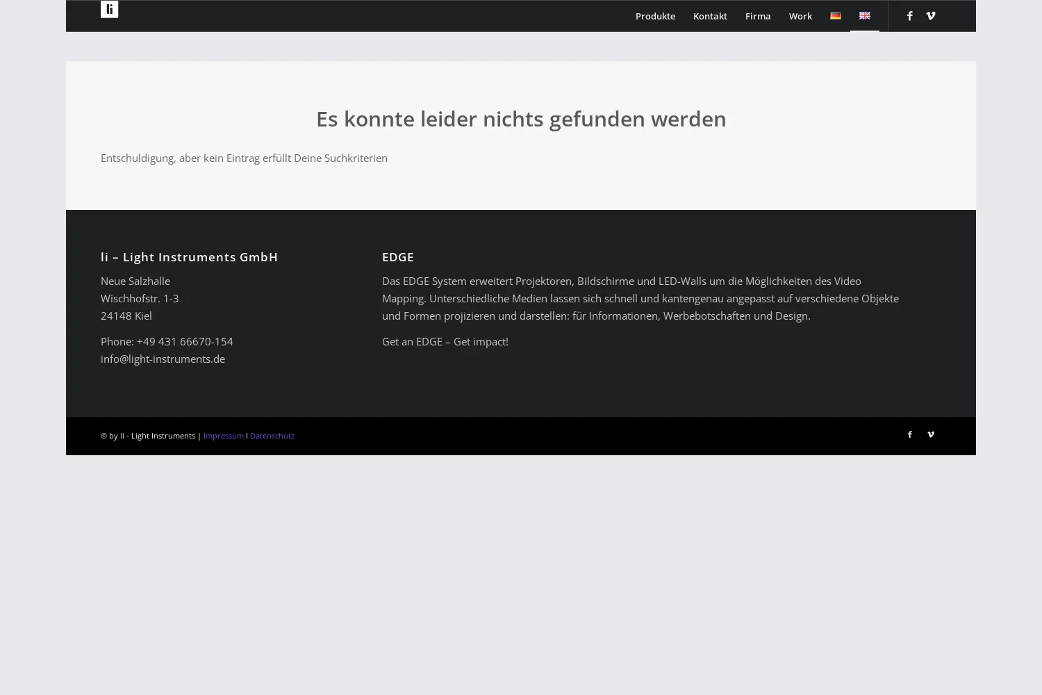 Website der Firma li - Light Instruments GmbH