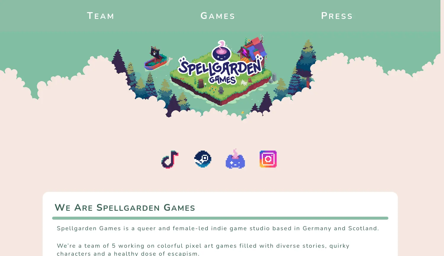 Website der Firma Spellgarden Games UG (haftungsbeschränkt)
