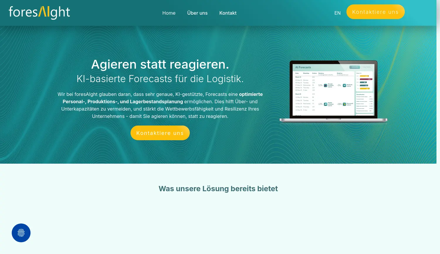 Website der Firma foresAIght.ai GmbH