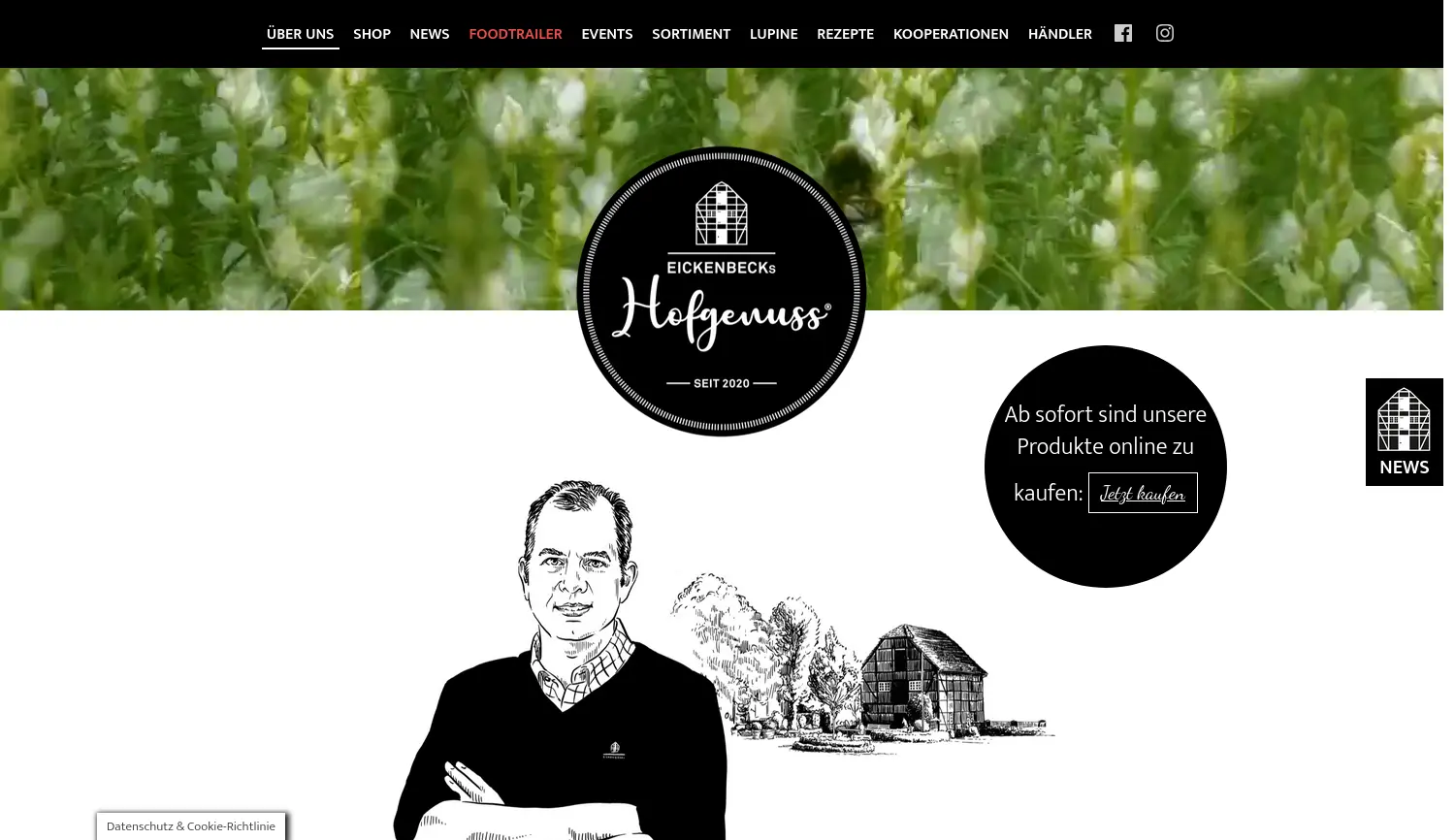 Website der Firma Eickenbecks Hofgenuss GmbH & Co.KG