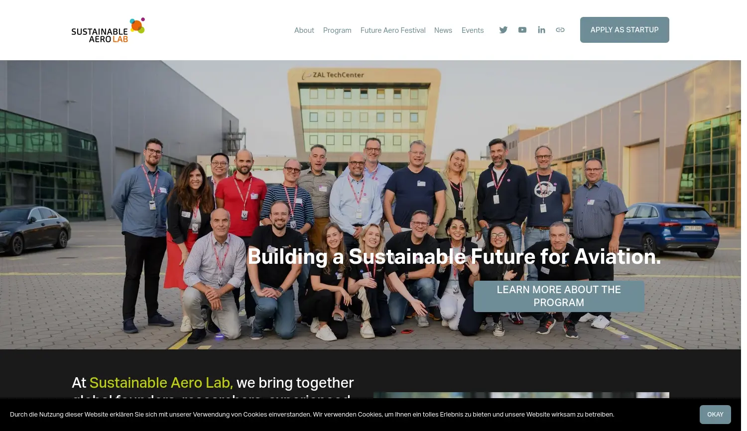 Website der Firma Sustainable Aviation Lab GmbH