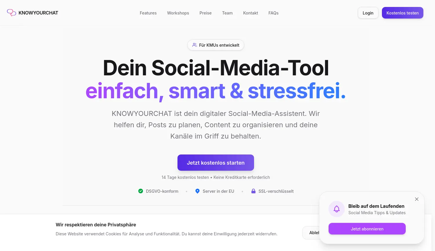 Website der Firma KNOWYOURCHAT GmbH