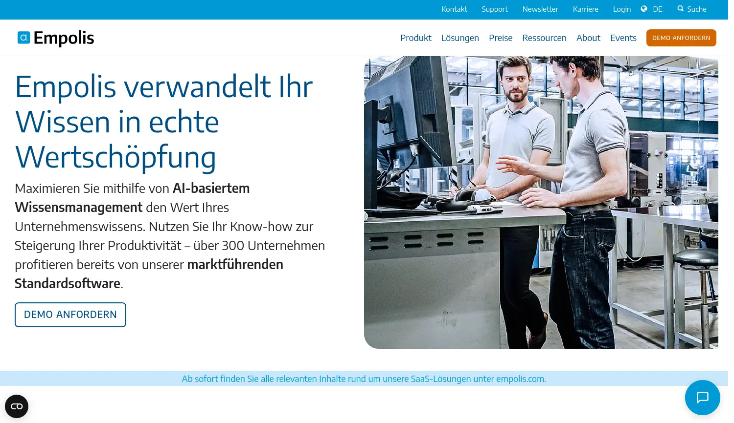 Website der Firma Empolis Information Management GmbH