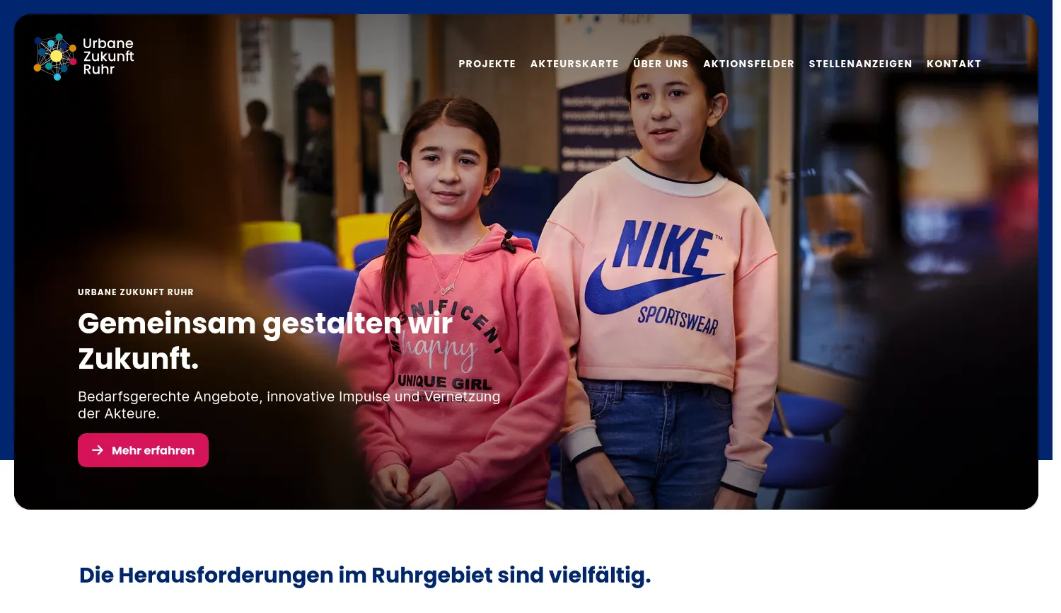 Website der Firma Urbane Zukunft Ruhr - UZR gGmbH