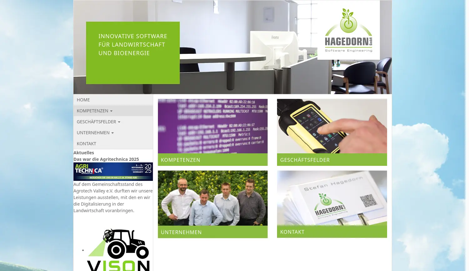 Website der Firma Hagedorn Software Engineering GmbH