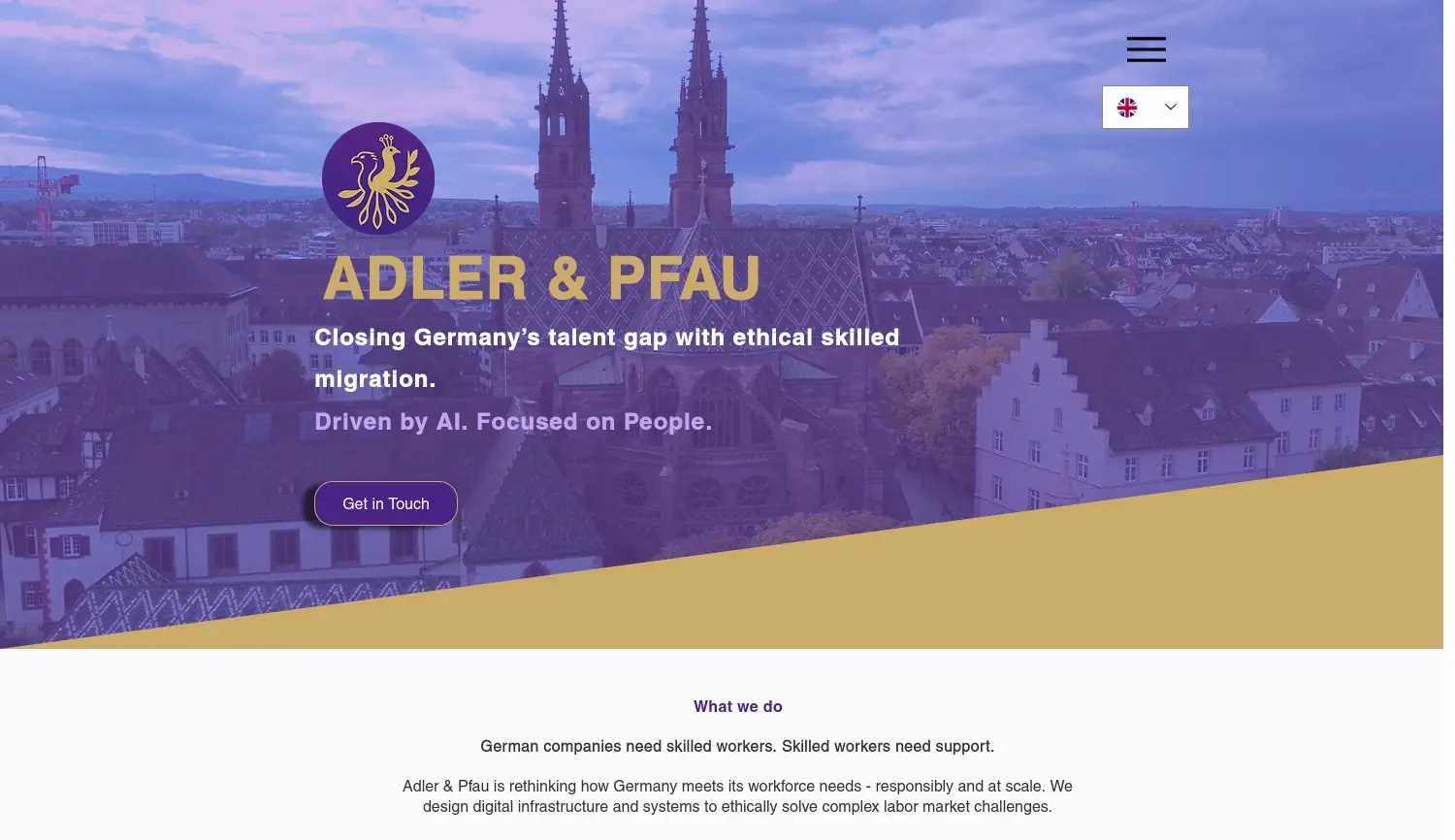 Website der Firma Adler & Pfau GmbH i.G.