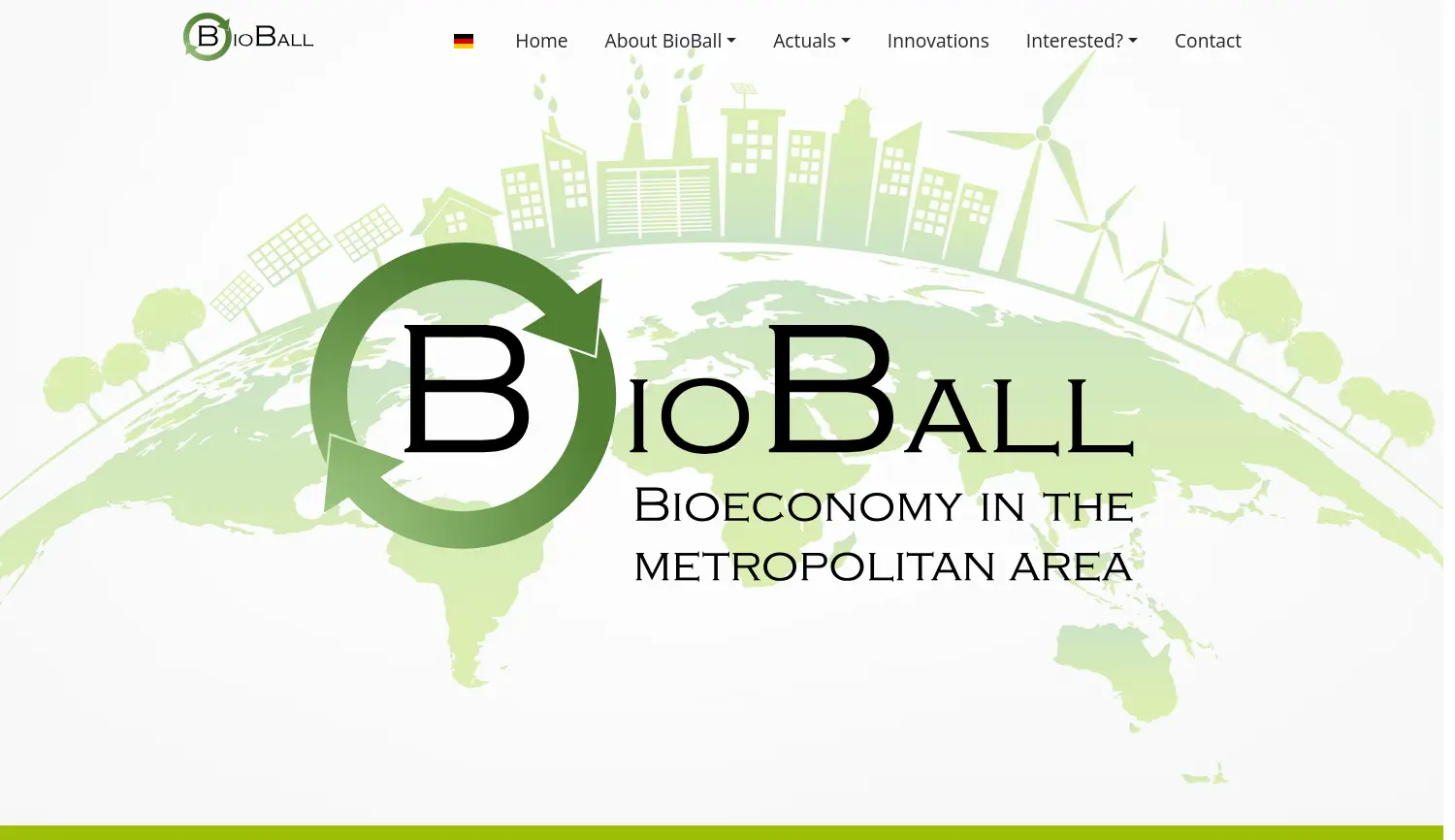 Website der Firma BioBall - Bioökonomie im Ballungsraum (c/o DECHEMA e.V. & Provadis Hochschule)