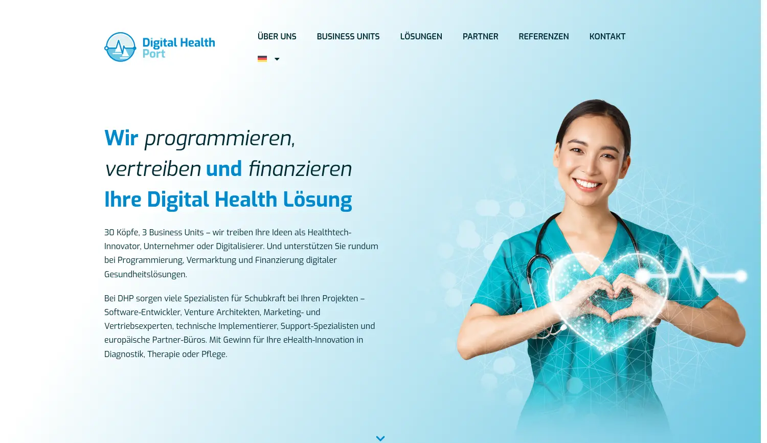 Website der Firma Digital Health PORT GmbH