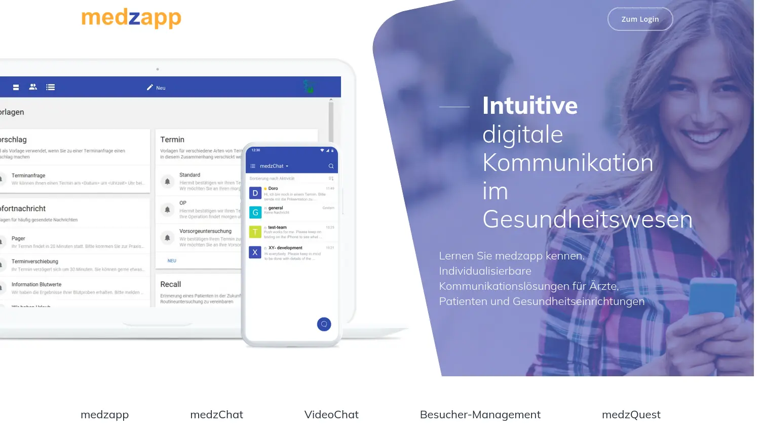 Website der Firma medzapp GmbH