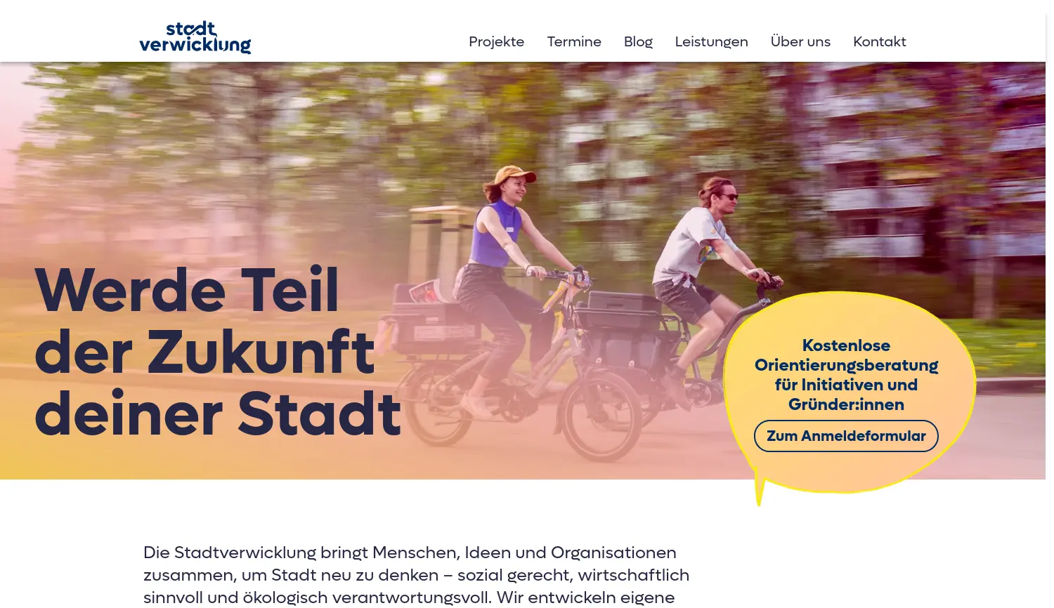 Website der Firma Stadtverwicklung gGmbH