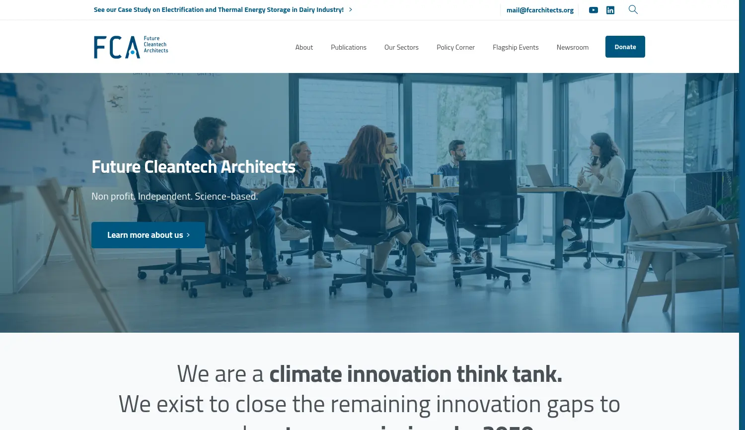 Website der Firma Future Cleantech Architects