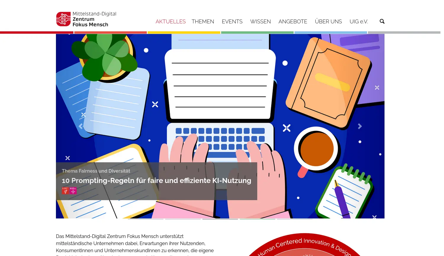 Website der Firma Mittelstand-Digital Zentrum Fokus Mensch