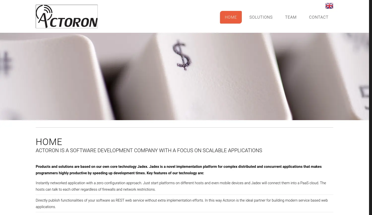 Website der Firma Actoron GmbH