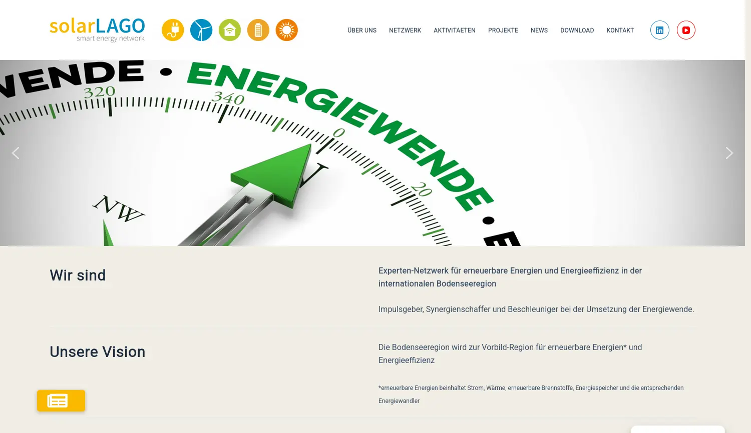 Website der Firma solarLAGO smart energy network e.V.