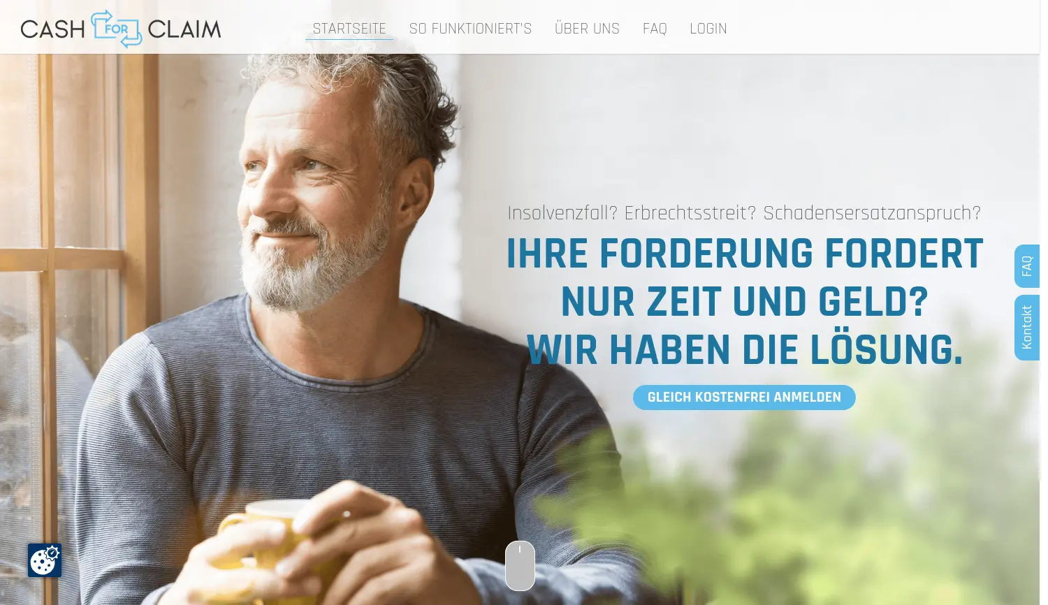 Website der Firma Cash for Claim