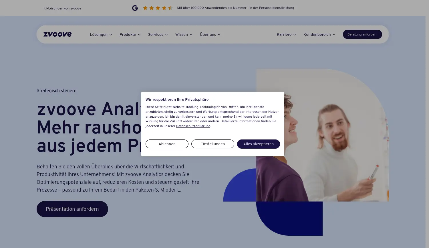 Website der Firma zvoove Analytics GmbH
