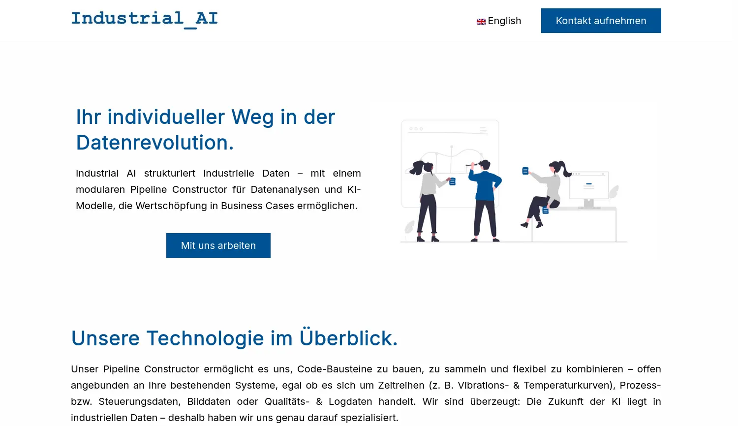 Website der Firma Industrial AI GmbH