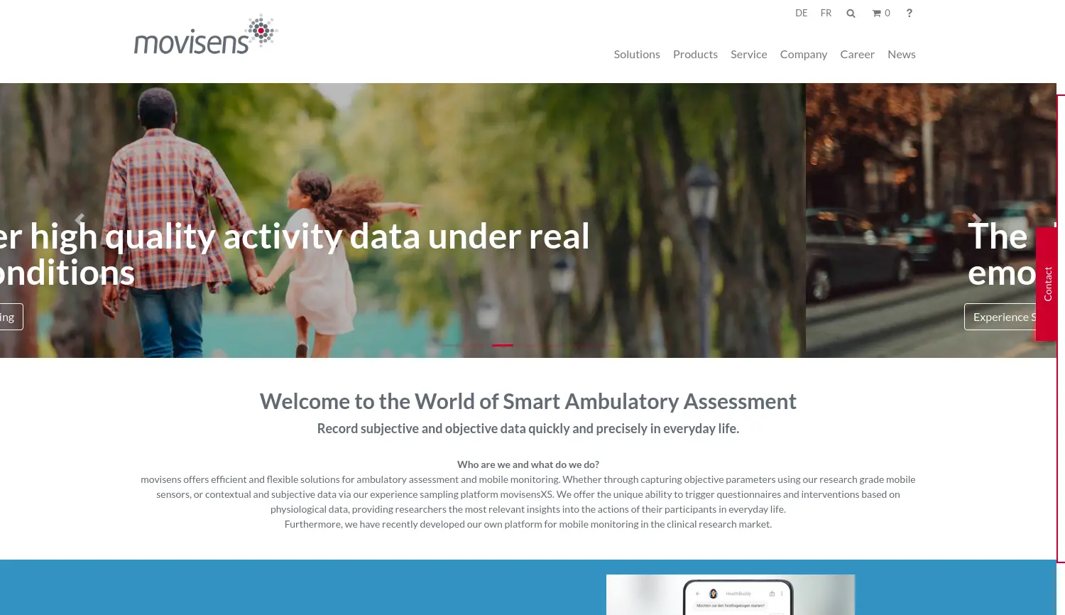 Website der Firma movisens GmbH