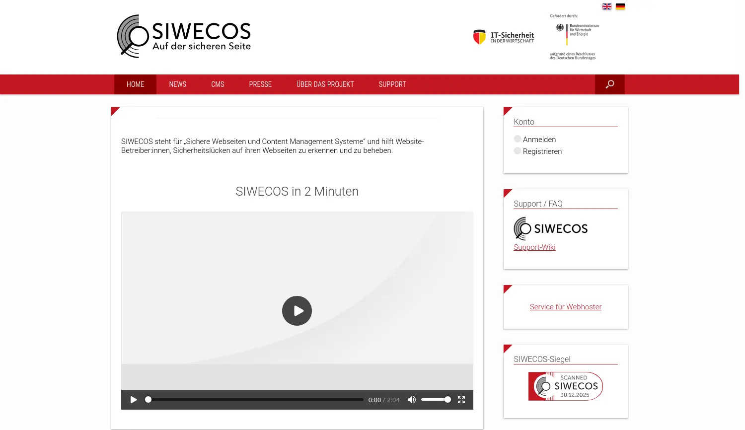 Website der Firma CMS Garden e. V.