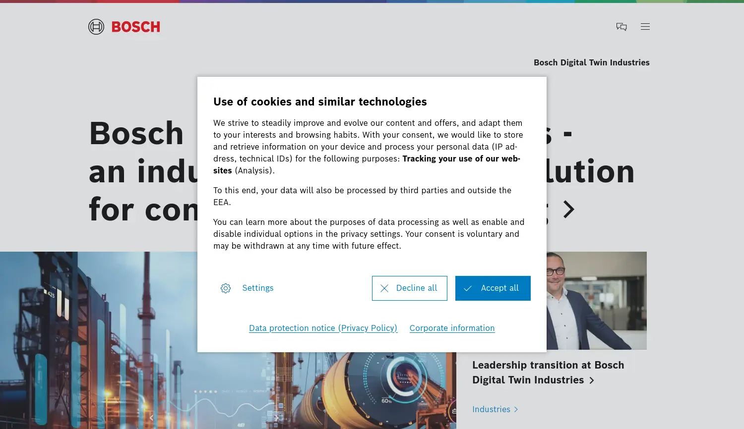 Website der Firma Bosch Business Innovations GmbH