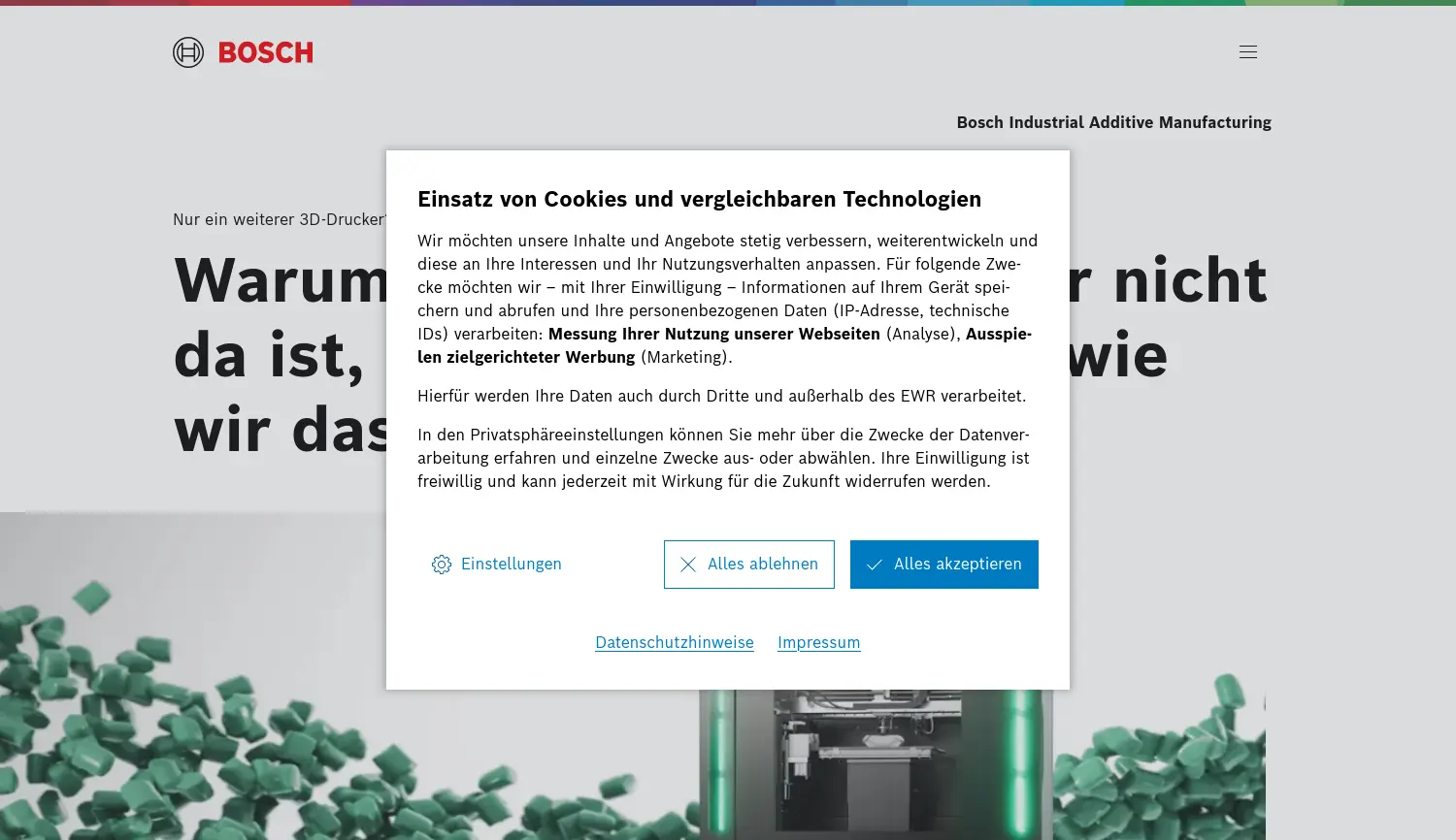 Website der Firma Bosch Business Innovations GmbH