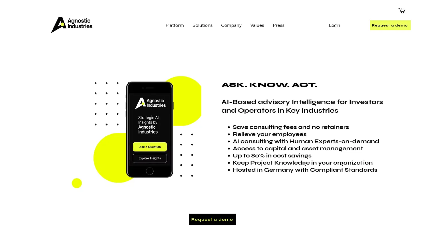 Website der Firma Agnostic Industries AI GmbH