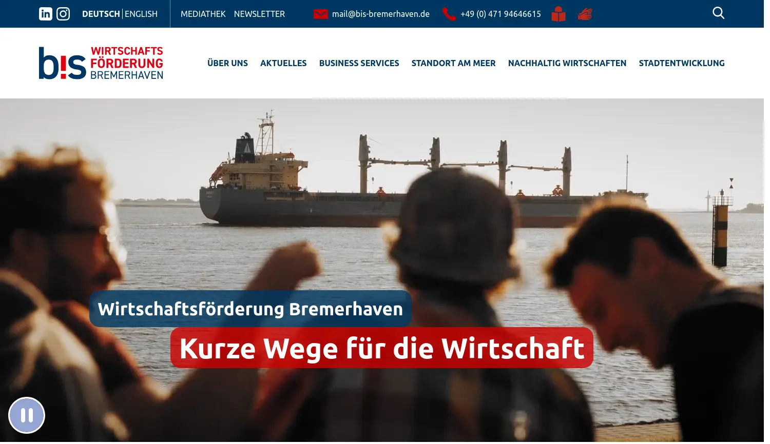 Website der Firma BIS Bremerhaven Wirtschaftsförderungsgesellschaft mbH