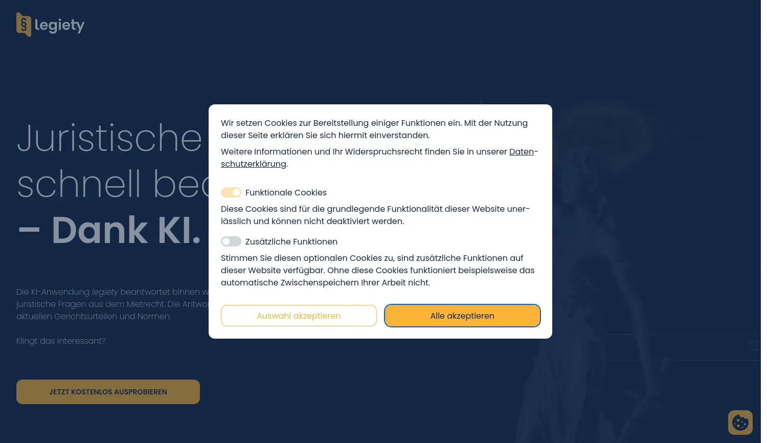 Website der Firma legiety GmbH