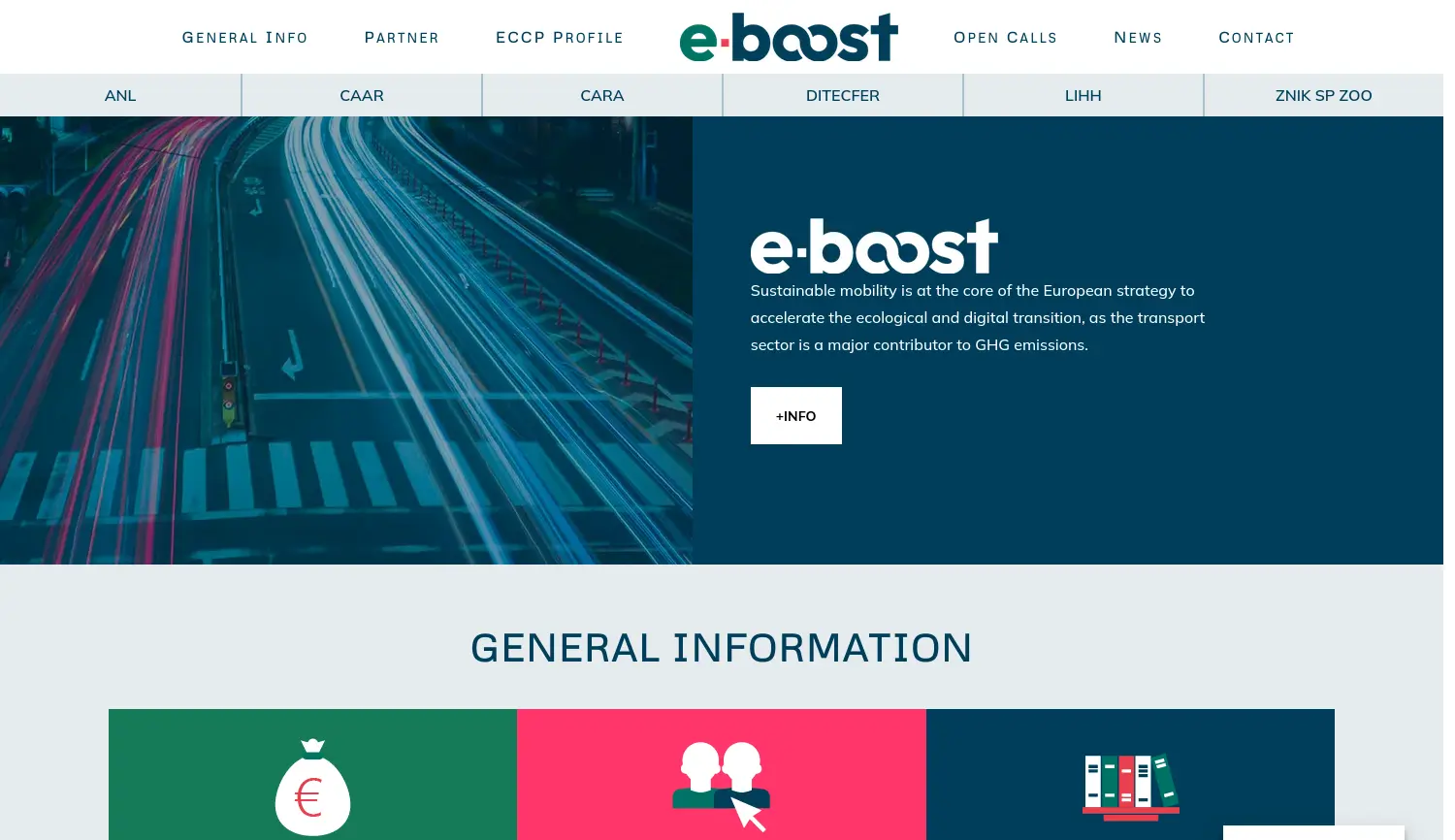 Website der Firma E-Boost Eurocluster Project