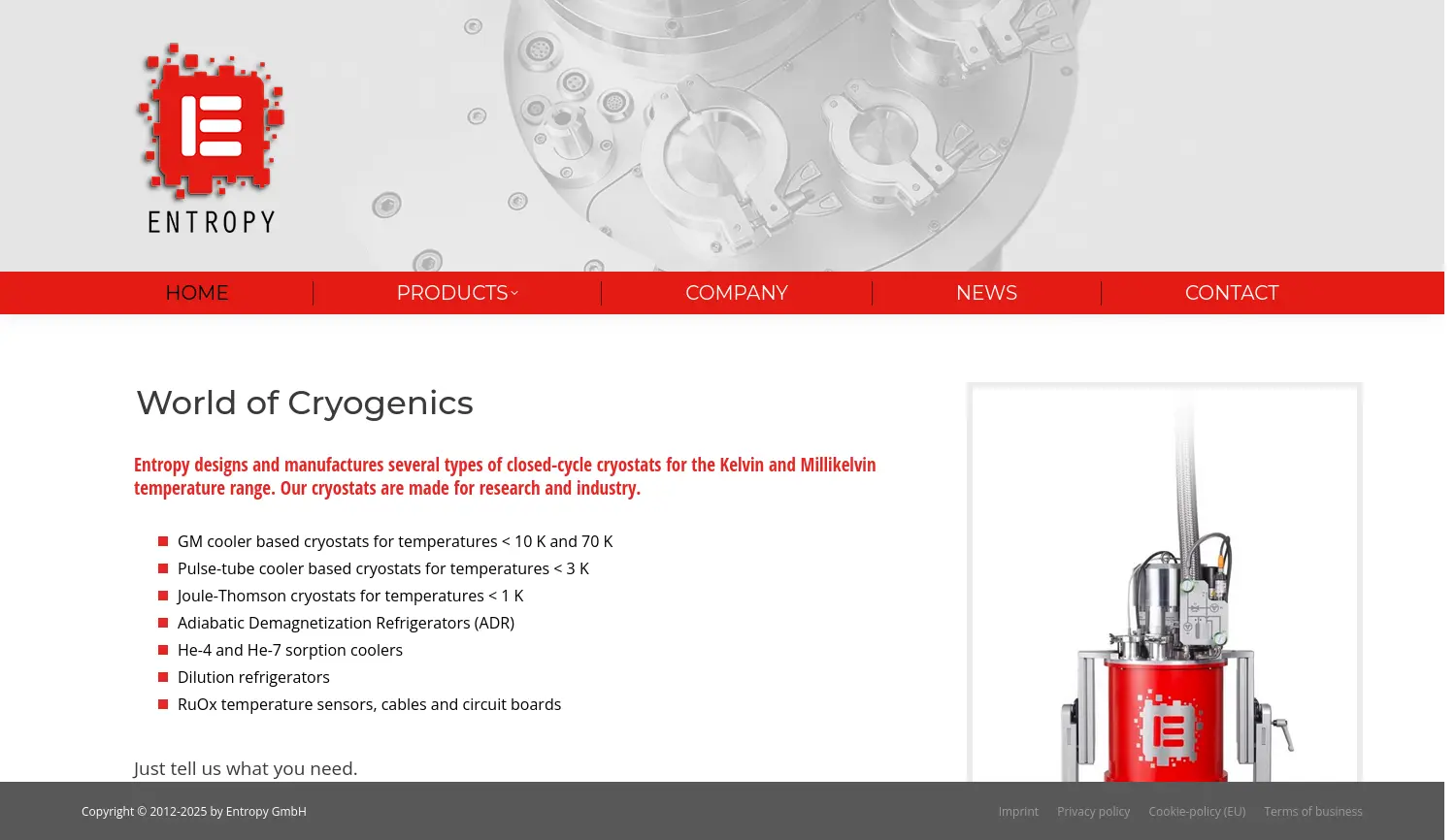 Website der Firma Entropy GmbH